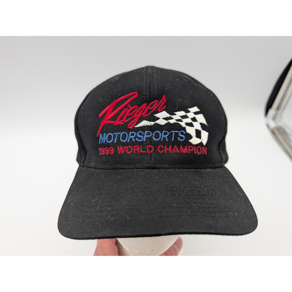 Vintage Rieger Motorsports 1999 World Champion Hat Falcon Black Snapback Racing